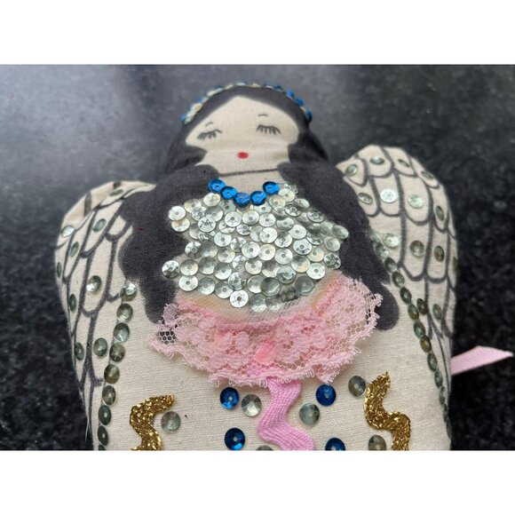 Vtg 1970's Detroit Artist Mary Ewald Pen & Ink Art Christmas Ornament Angel Sign - Picture 6 of 10